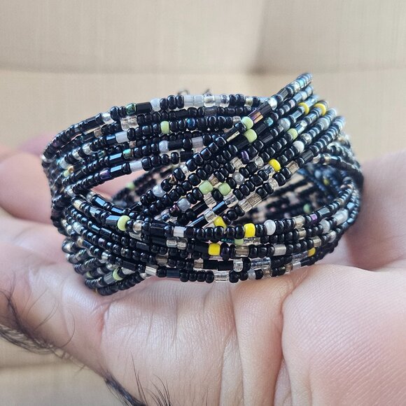 Fashion Wrist Band Mult Coloe Beads Fashion Jewelry Wide Bracelet Adjustable - Picture 1 of 11